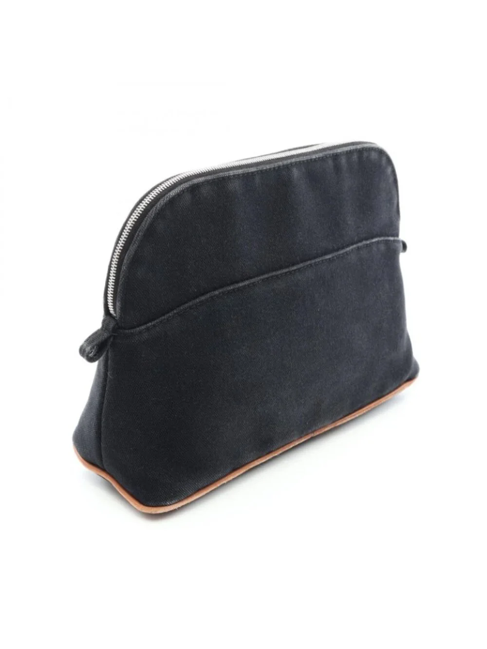 Hermes Pouch Bolide MM Black Canvas Leather